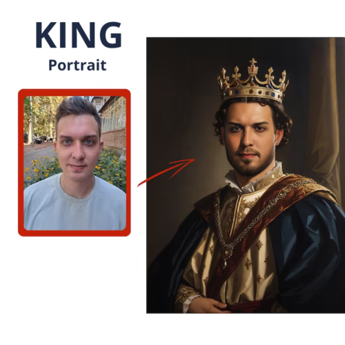 Crowned King Portrait - Personalized Gift for Him