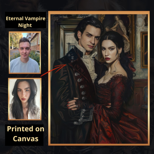 Eternal Vampire Night Portrait - Perosnalized gift for couple