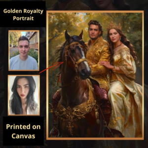 Golden Royalty Portrait - Personalized gift for Couple