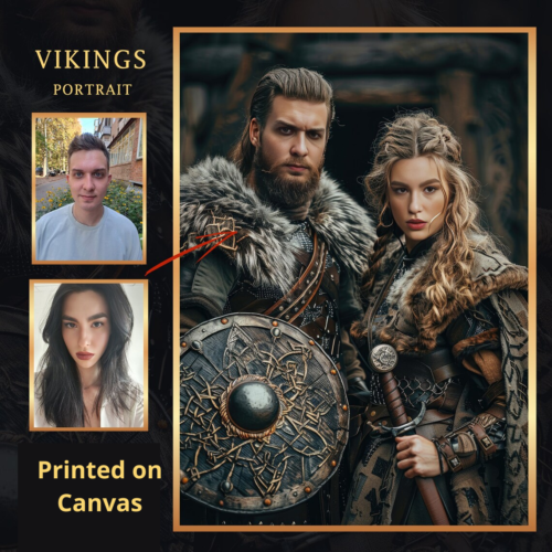 Viking Couple Portrait - Personalized Gift for Couple