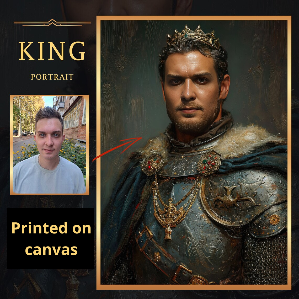 4. Personalized Crowned King Portrait Gift