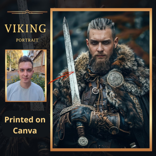 Viking Warrior Portrait - Personalized Gift for Him